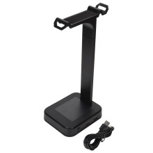 Support de rangement pour casque audio avec interface USB, présentoir pour casque audio avec éclairage LED RGB, support réglable, base