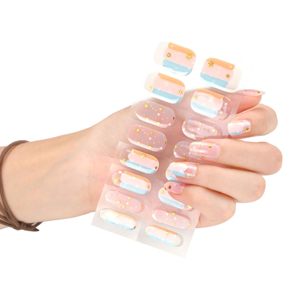 Semi Cured Gel Nail Strips Long Lasting SalonQuality Full Wraps Easy Apply for UV LED Lamp