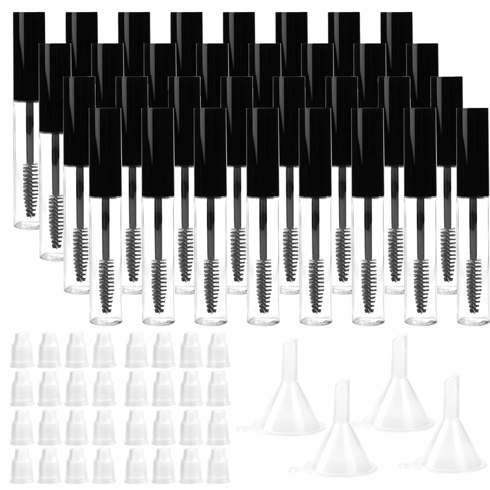 32 Pack 10ml Empty Mascara Tubes with Wands for Castor Oil, LeakProof Refillable Eyelash Container