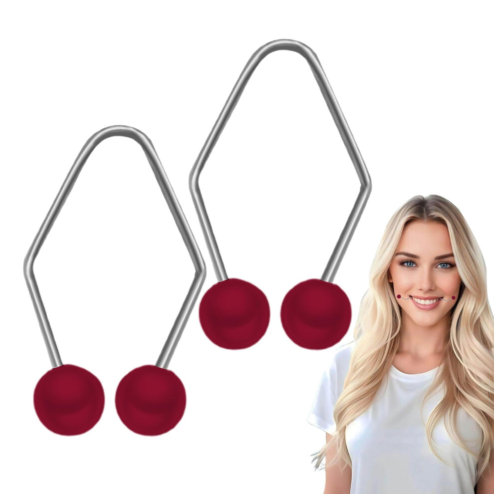 Red Dimple Maker And Smile Trainer Ergonomic Facial Muscle Tool For Natural Cheek Dimples