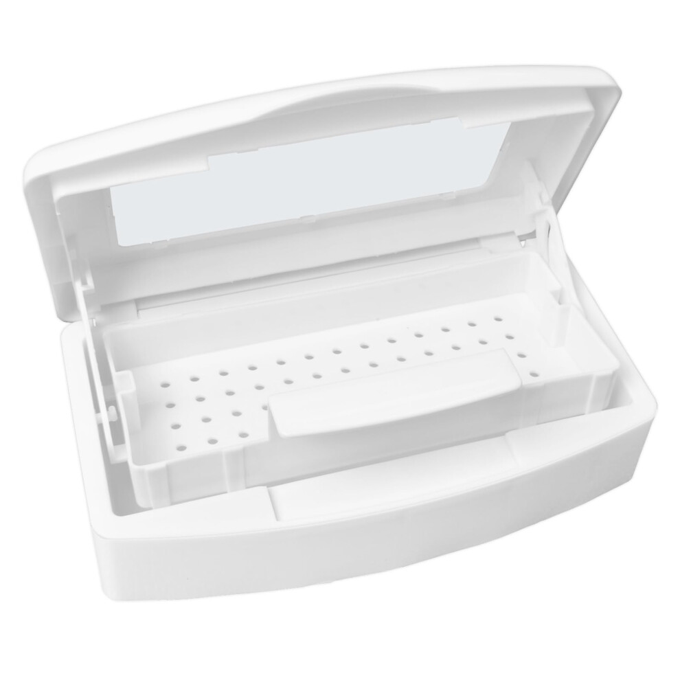 Nail Tool Sterilizer Box With Transparent Window, Plastic Tray For Salon Manicure Pedicure Tools White 9070919069482