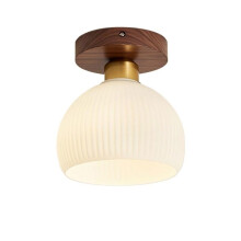 French Vintage Ceiling Light with Cream Glass Shade, E26/E27 Base, Semi Flush Mount for Kitchen Bedroom
