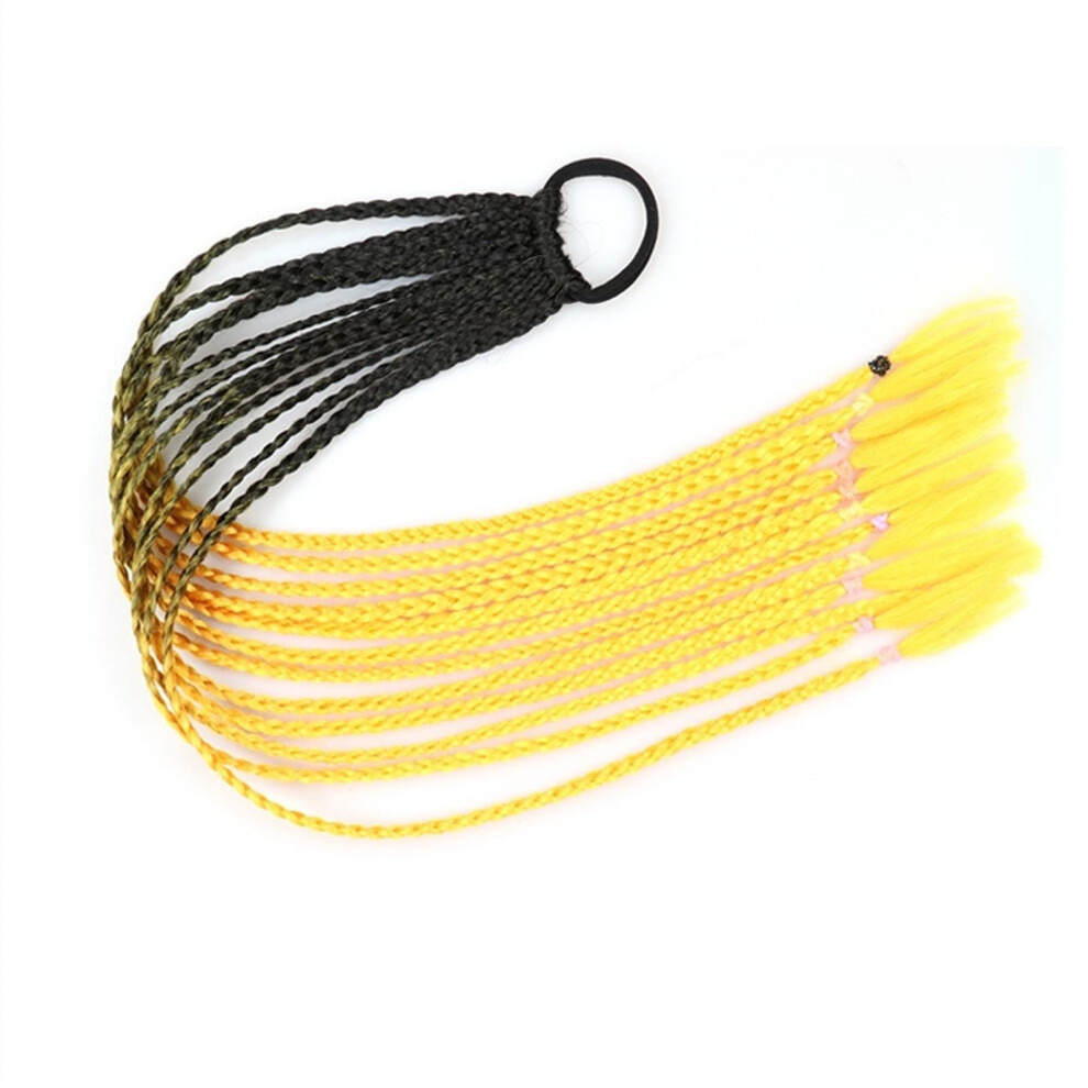 Unisex Colorful Braided Ponytail Hair Extensions With Elastic Band, Synthetic Twist Braid Hairpiece (Color 008, S)