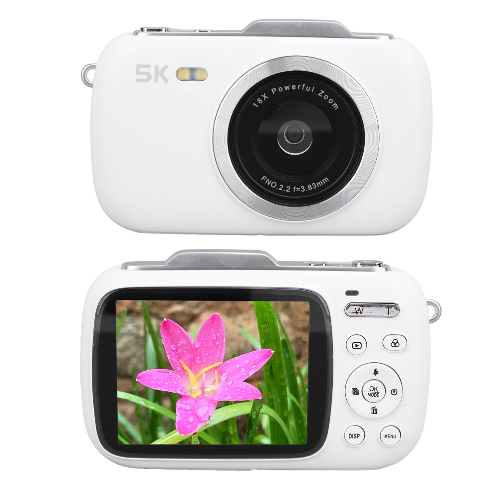 Compact 5K Video & 80Mp Photo Camera, 18X Zoom, 2.8" Ips Screen, White 9481383469584