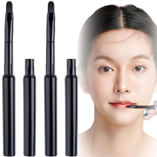 4pcs Retractable Lip Brushes with Cap for Precise Soft Application, Compact Travel Makeup Tool