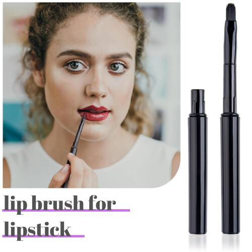 4pcs Retractable Lip Brushes with Cap for Precise Soft Application, Compact Travel Makeup Tool 2