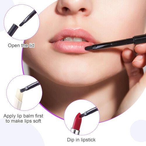 4pcs Retractable Lip Brushes with Cap for Precise Soft Application, Compact Travel Makeup Tool 1