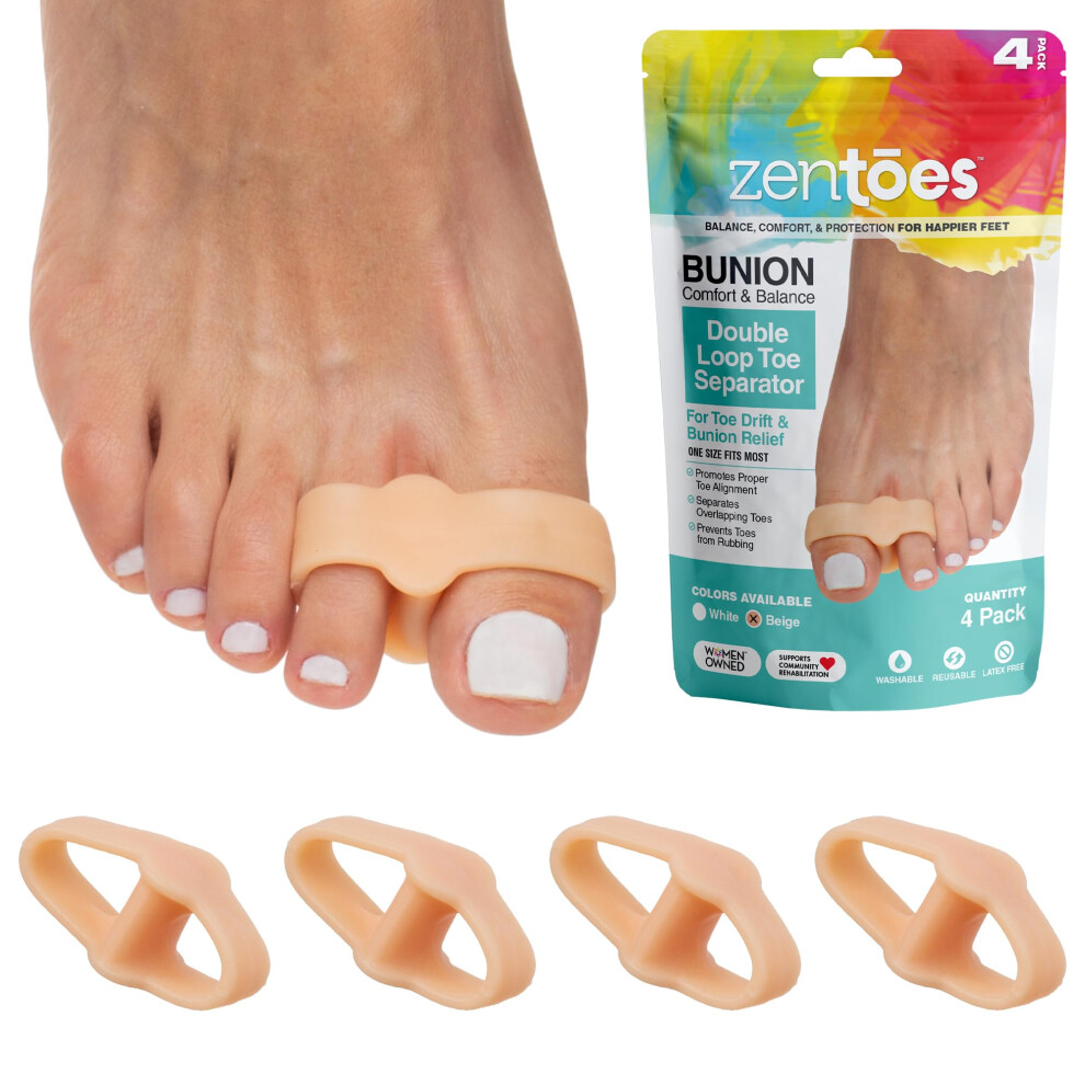 Beige Bunion Corrector With Double Loop Toe Separator For Pain Alignment And Bunion Relief Gel