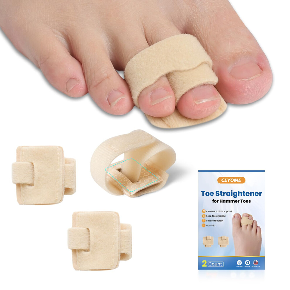 Hammer Toe Straightener and Toe Corrector  2 Pack Adjustable Splints with Aluminum Support for Women and Men