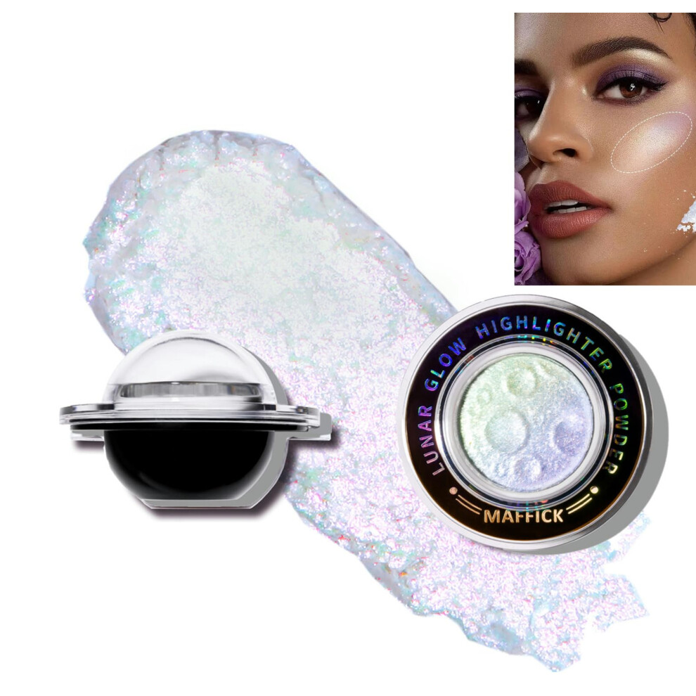 Multichrome Highlighter Palette with Holographic Sparkle, Silky Blendable Face and Eye Makeup