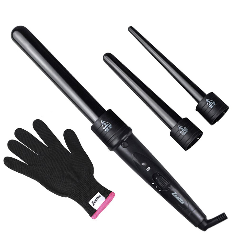 Curling Iron Set 3 in 1 with Interchangeable Ceramic Barrels, Instant Heat, Dual Voltage Hair Wand