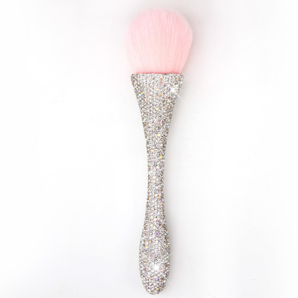 White Large Kabuki Powder Makeup Brush With Ultrasoft Dense Bristles For Face And Nail Dusting Diamond