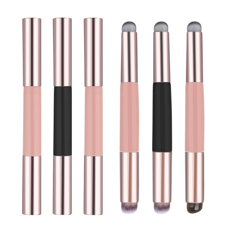 3 Pieces Dual Ended Silicone Lip Brush with Cover, 2in1 Lip Mask and Concealer Applicator