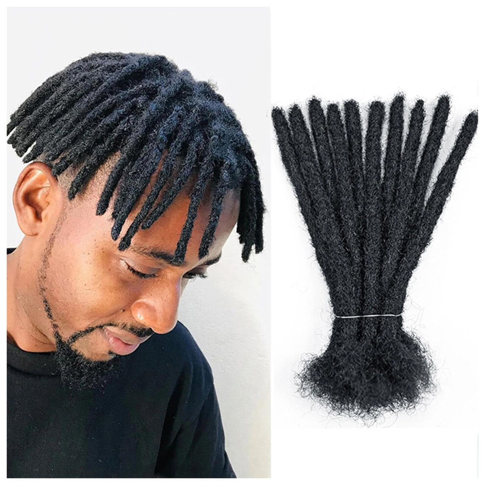 Unisex Human Hair Dreadlock Extensions 0.6Cm Handmade Loc Extensions 10 Inch 70 Strands Natural Blend