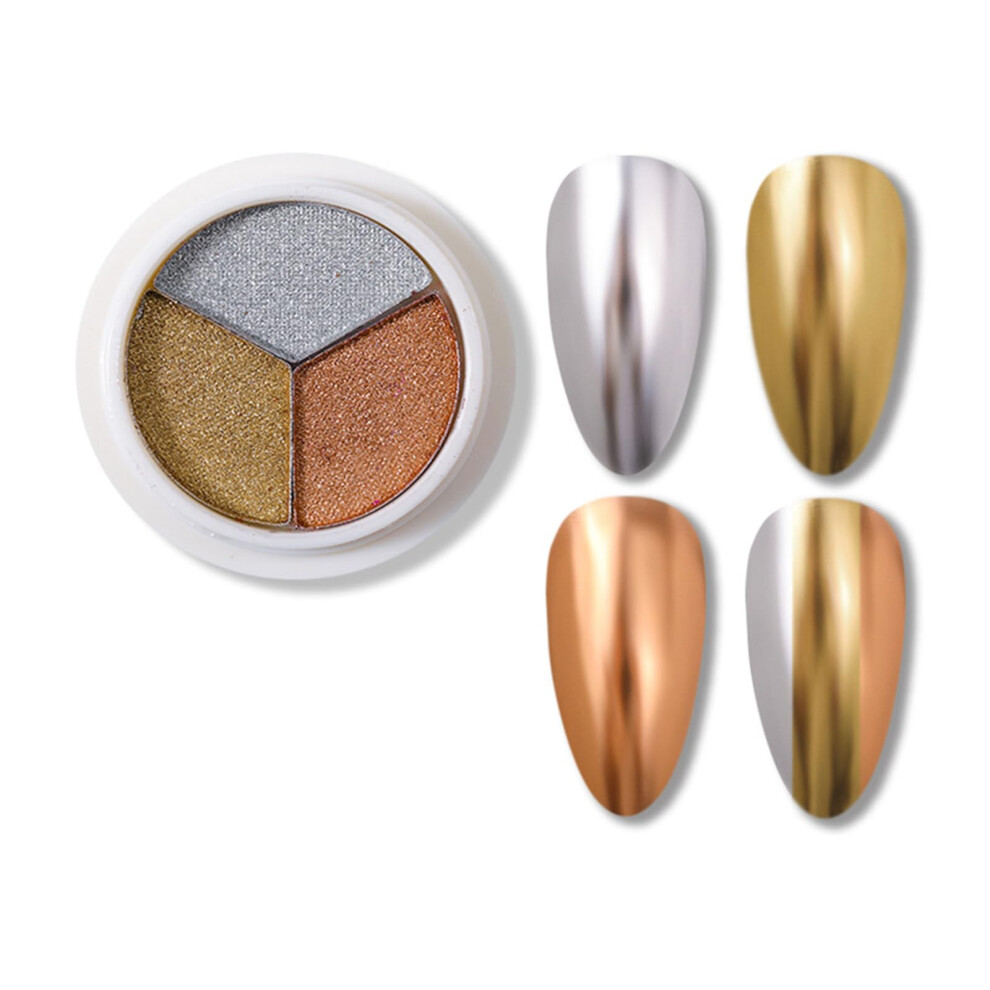 Chrome Nail Powder 3 Colors Aurora Mermaid Rainbow Holographic Pigment Metallic Mirror Finish