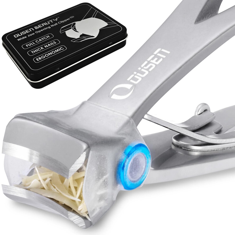 Wide Jaw Toenail Clippers for Thick Nails, AntiSplash Design with Catcher, Ergonomic Handle