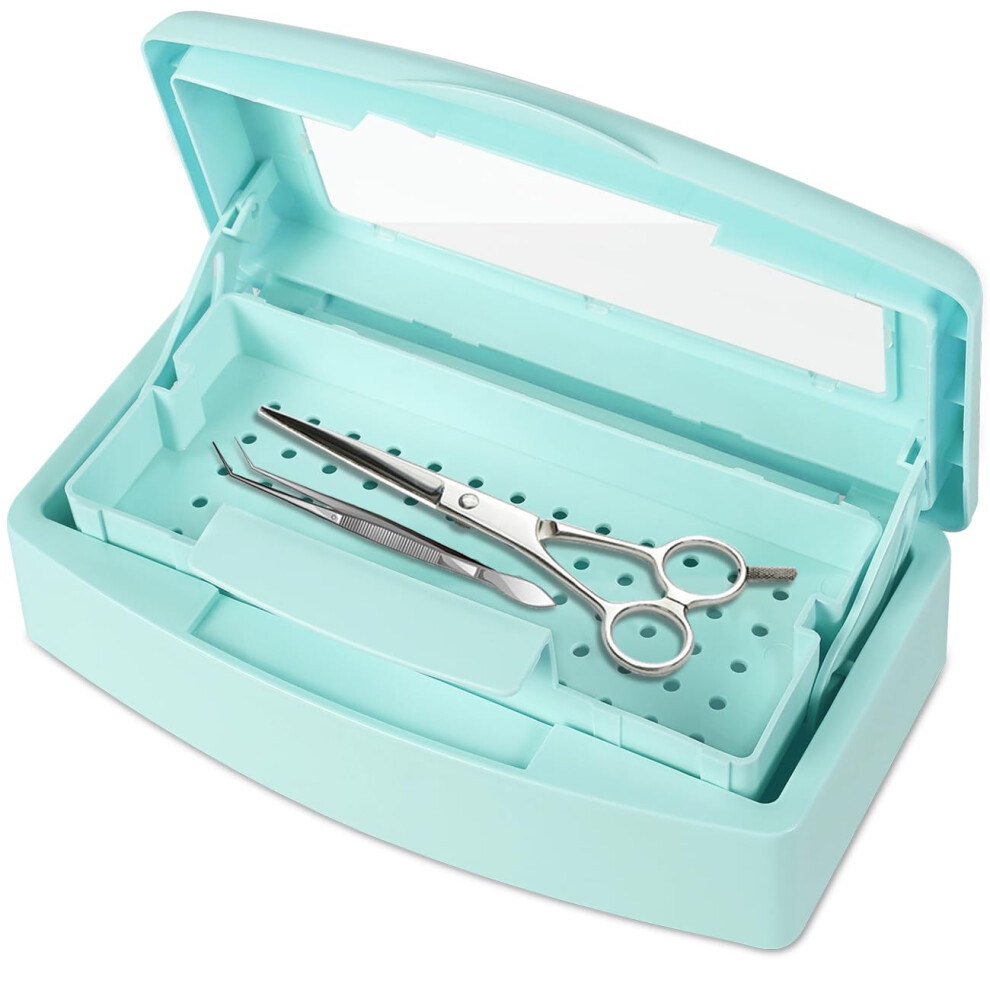 Nail Tool Sterilizer Disinfectant Box with Transparent Lid and Automatic Tray Lift for Manicure