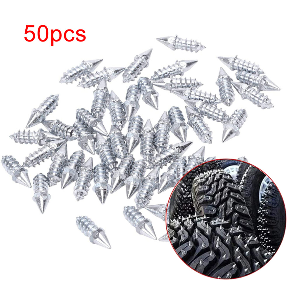 Tyre Rivets 50Pcs Anti Slip Ice Snow Spikes For Car Motorcycle Off Road Screw Silver 7901390111327