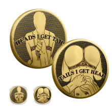 2PCS Golden DoubleSided Novelty Coins, Heads I Win Tails You Lose Couple Gift Tokens for Valentine's Day