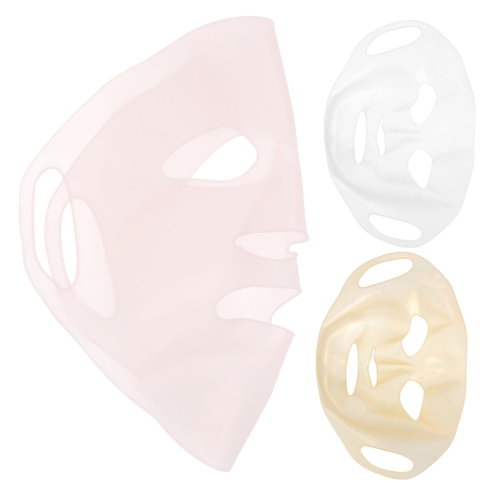 3pcs Reusable Silicone Face Mask Cover with Ear Hooks for Women Moisturizing Skincare Gold Light Pink