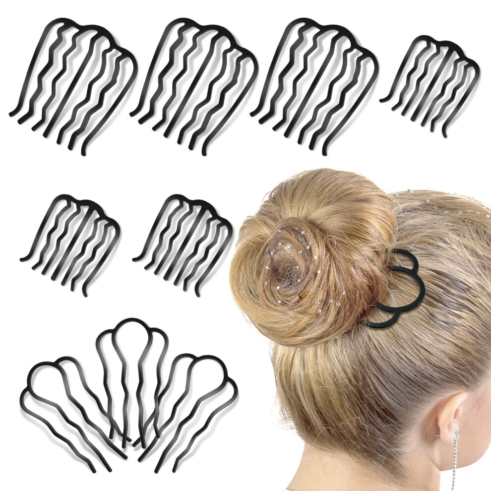Unisex Metal Hair Combs For Updos, Ushape Pins And Fork Clip, Secure Hold, Multiple Size Options