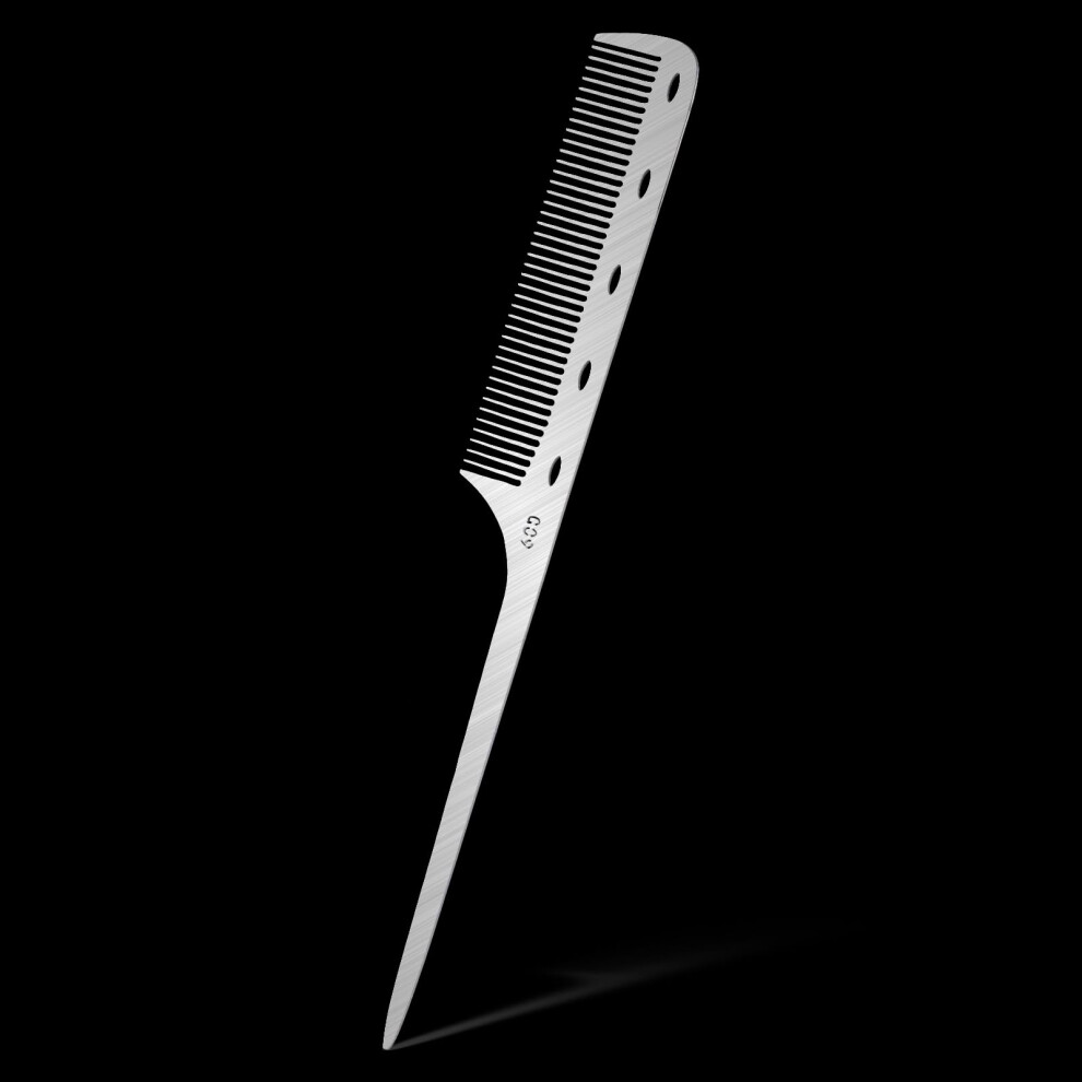 Unisex Rat Tail Comb Stainless Steel Pick For Precision Hair Parting Antistatic Barber Styling