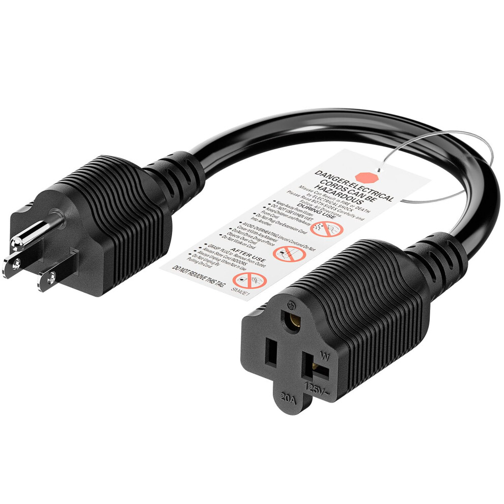 Nema Power Cord Adapter 1Ft 14Awg 15A To 20A Ul Certified Ac Plug Cable Dual Plug Compatibility 9455672990356