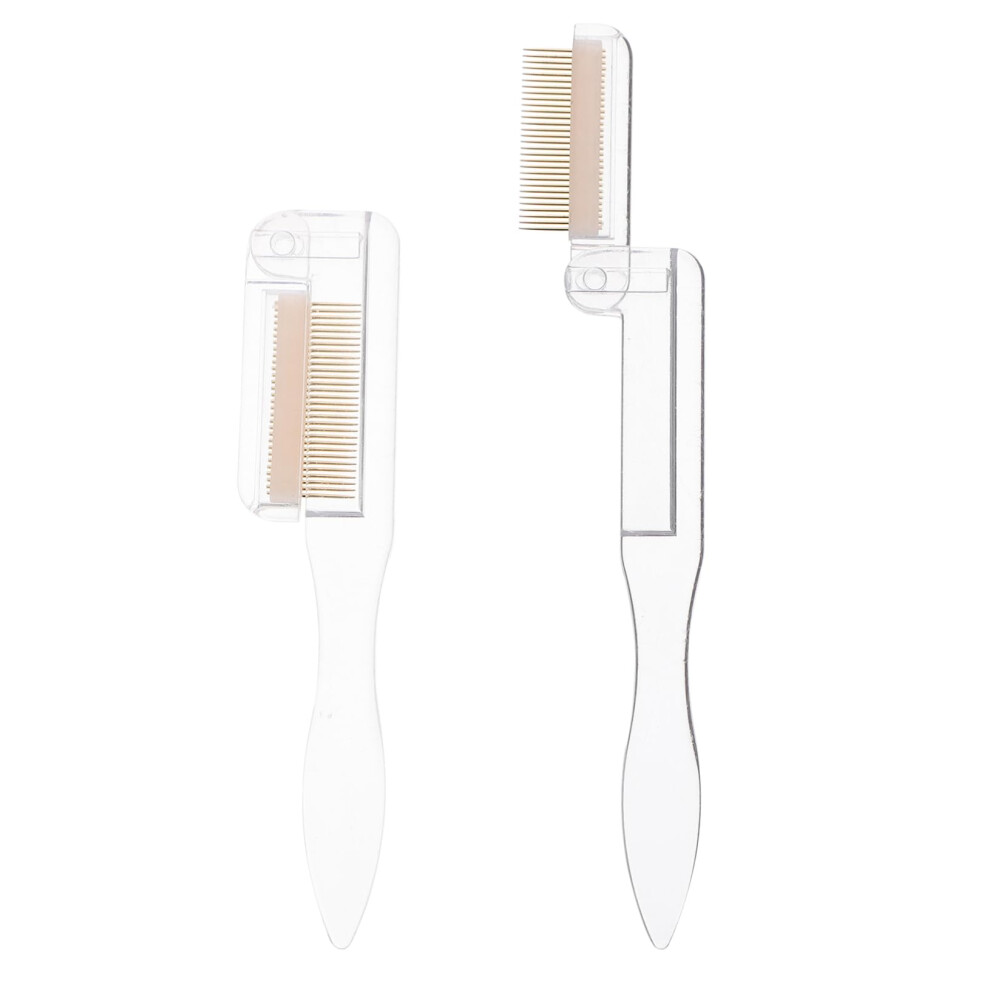 White/Gold 2Pcs Stainless Steel Folding Eyelash And Eyebrow Comb Lash Separator With And Handle