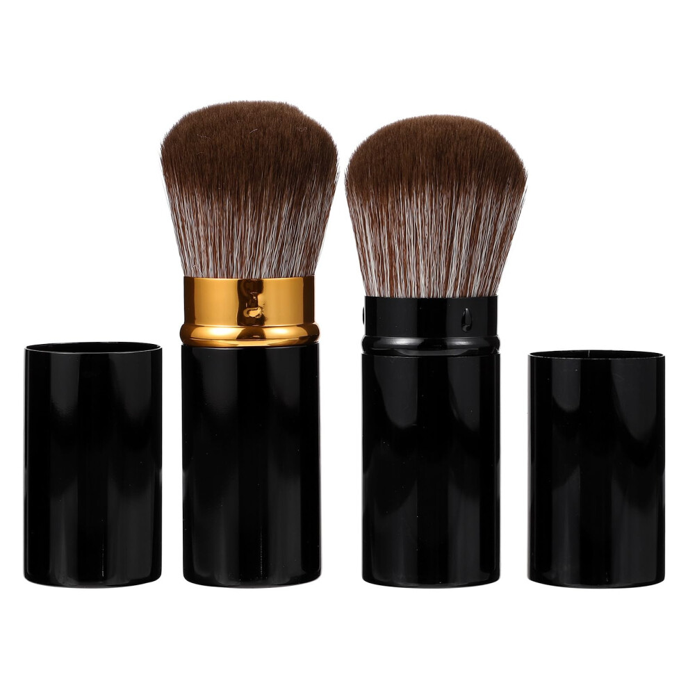 2Pcs Makeup Brush Set with Retractable Powder Brush for Smooth Even Application and Travel Use