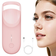 Heated Eyelash Curler with 2 Temperature Settings, 8s Fast Heat, USB Rechargeable, Pink