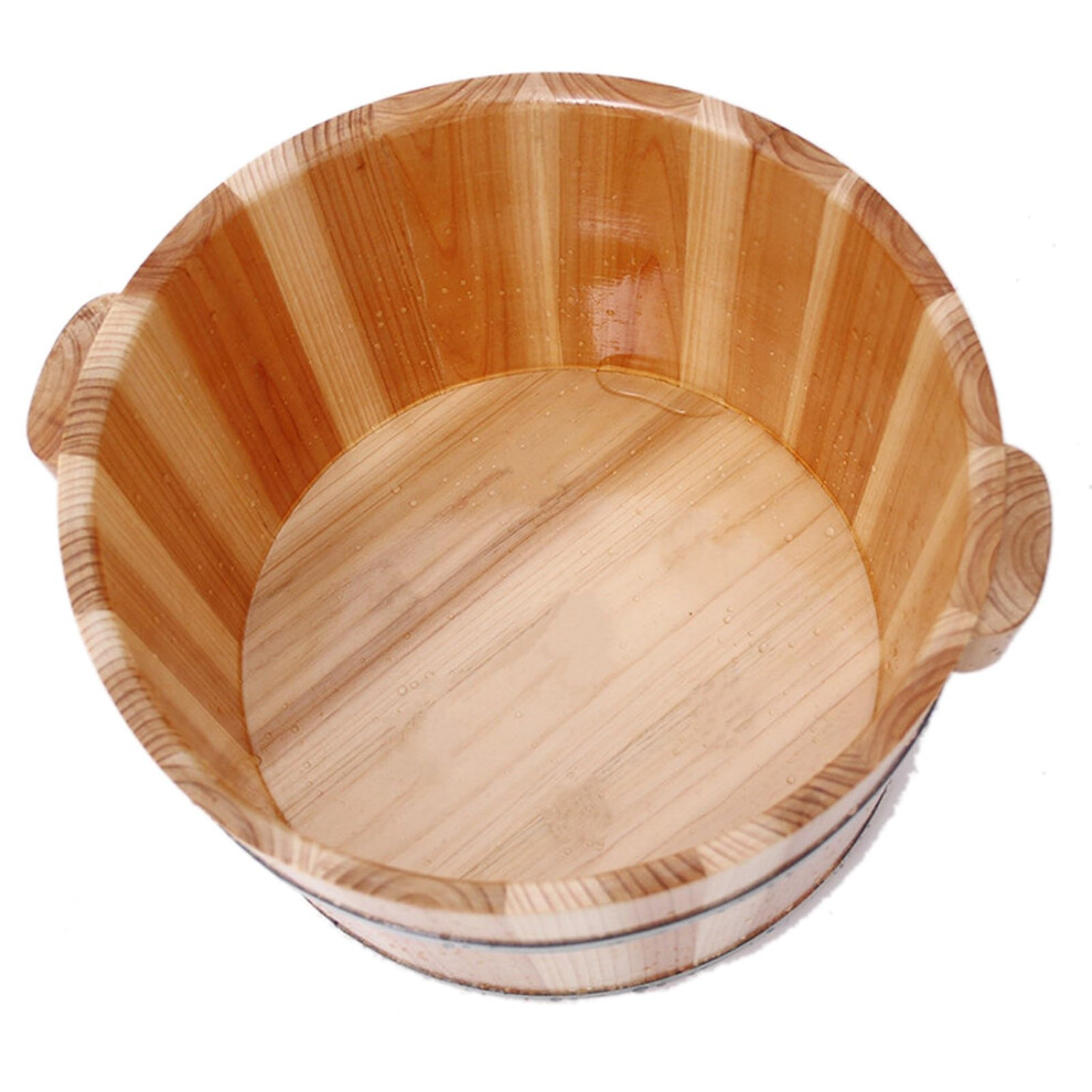 Wooden Foot Bath Deep Soak Solid Cedar Tub with Heat Retention Lid and Builtin Massager 21cm