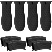8 Pack Silicone Skillet and Cast Iron Pan Handle Covers with Pot Ear Clips, Heat Resistant, Non Slip, Dishwasher Safe