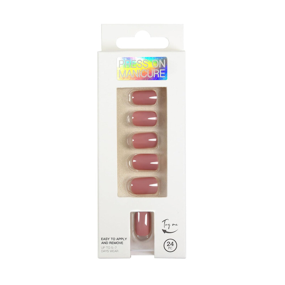 24 Pcs Pure Color Press On Nails with Nail File, Reusable Fake Nails Set for Instant Manicure