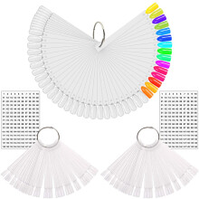 150 Pcs Clear Nail Swatch Sticks with Ring, Acrylic Nail Art Display Tips Set for Polish Practice