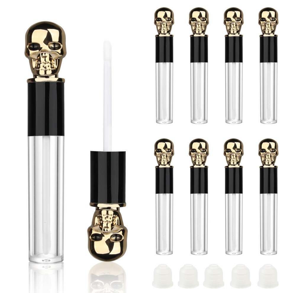 Gold 8Pcs Refillable 5Ml Lip Gloss Tubes With Wand, Empty Leak Resistant Containers For Diy Lip Oil