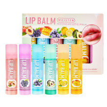 6 Pack Fruit Flavored Lip Balm Set with LongLasting Moisture, Natural Cruelty Lip Care for Dry Lips