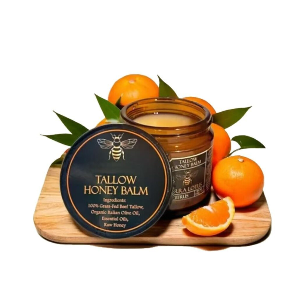 Organic Beef Tallow Balm with Honey, Deep Hydration GrassFed Facial Moisturizer for Dry Skin