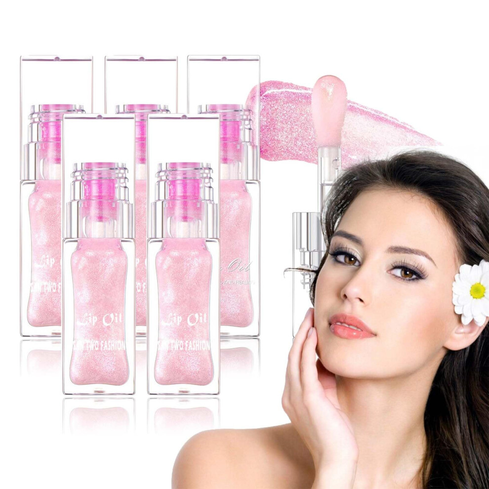 Color Changing Lip Oil 6.5g Tube with Gloss Tint, Moisturizing Long Lasting Natural Shine (5pcs)