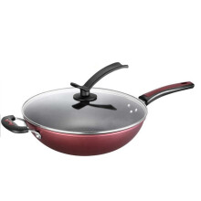 NonStick Cast Iron Wok with Large Ergonomic Handle for Gas and Multi Furnace Cooking
