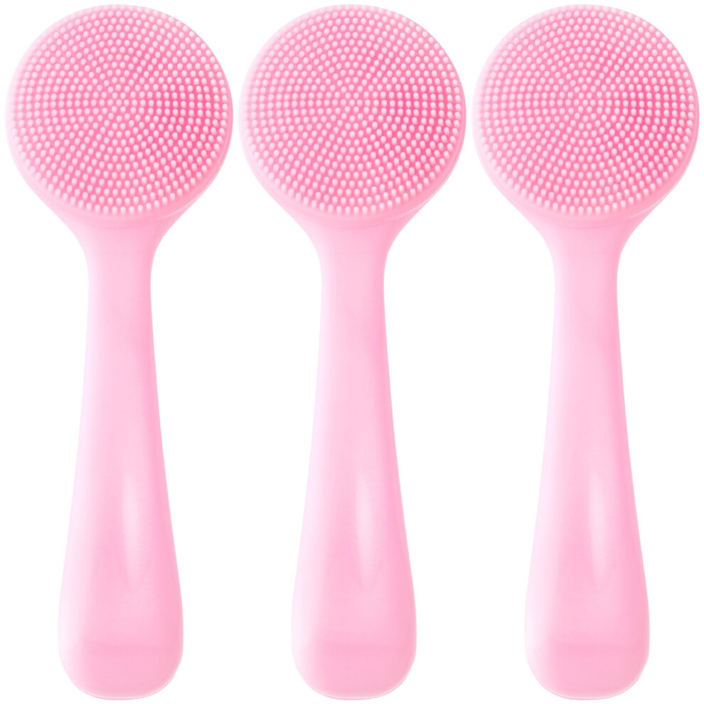 Pink Silicone Face Scrubber Set With Soft Bristles, Waterproof Facial Cleansing Brush For Blackheads