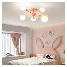 LED Pink Blue Ceiling Light for Kids Room Nordic Style Energy Saving Glass Lampshade