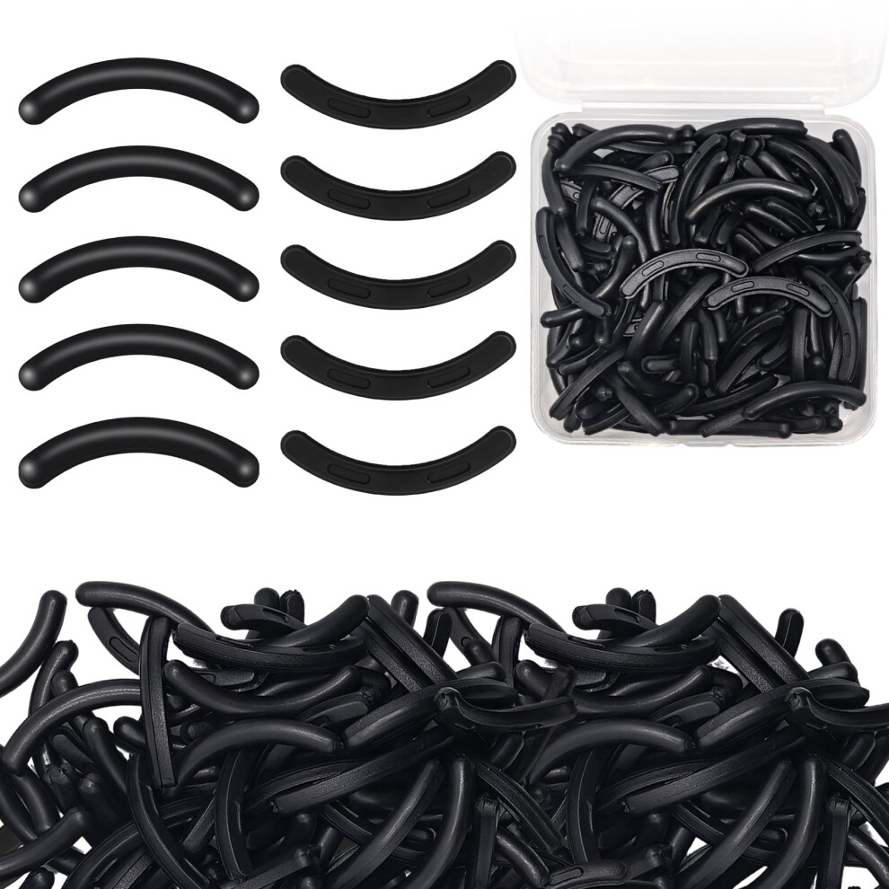 Black 120Pcs Silicone Eyelash Curler Refills Rubber Pads Fits Most Curlers With Clear Case