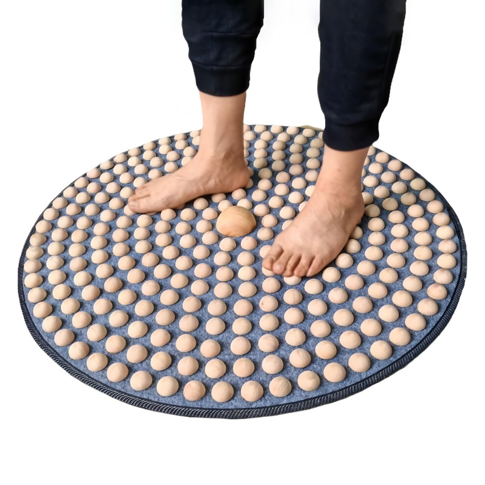 Foot Massage Mat Wooden Acupressure Foldable Reflexology Pad for Pain Relief and Relaxation 19.7x19.7in