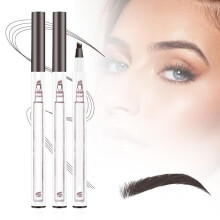 2PCS Waterproof Microblading Eyebrow Pen with 4 Tip, LongLasting Natural 3D Brow Effect, Dark Brown