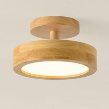 Modern Nordic LED Wood Ceiling Lamp Fixture, SemiRecessed Dome Light for Kitchen Bedroom