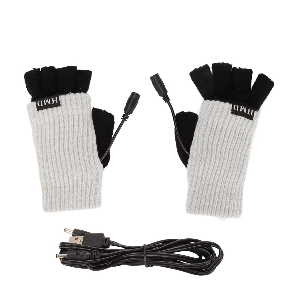 Touchscreen Compatible Heated Gloves Winter Warm Gloves USB Powered Adjustable Temperature Fingerless Gloves for Office Work Skiing Cycling Outdoor