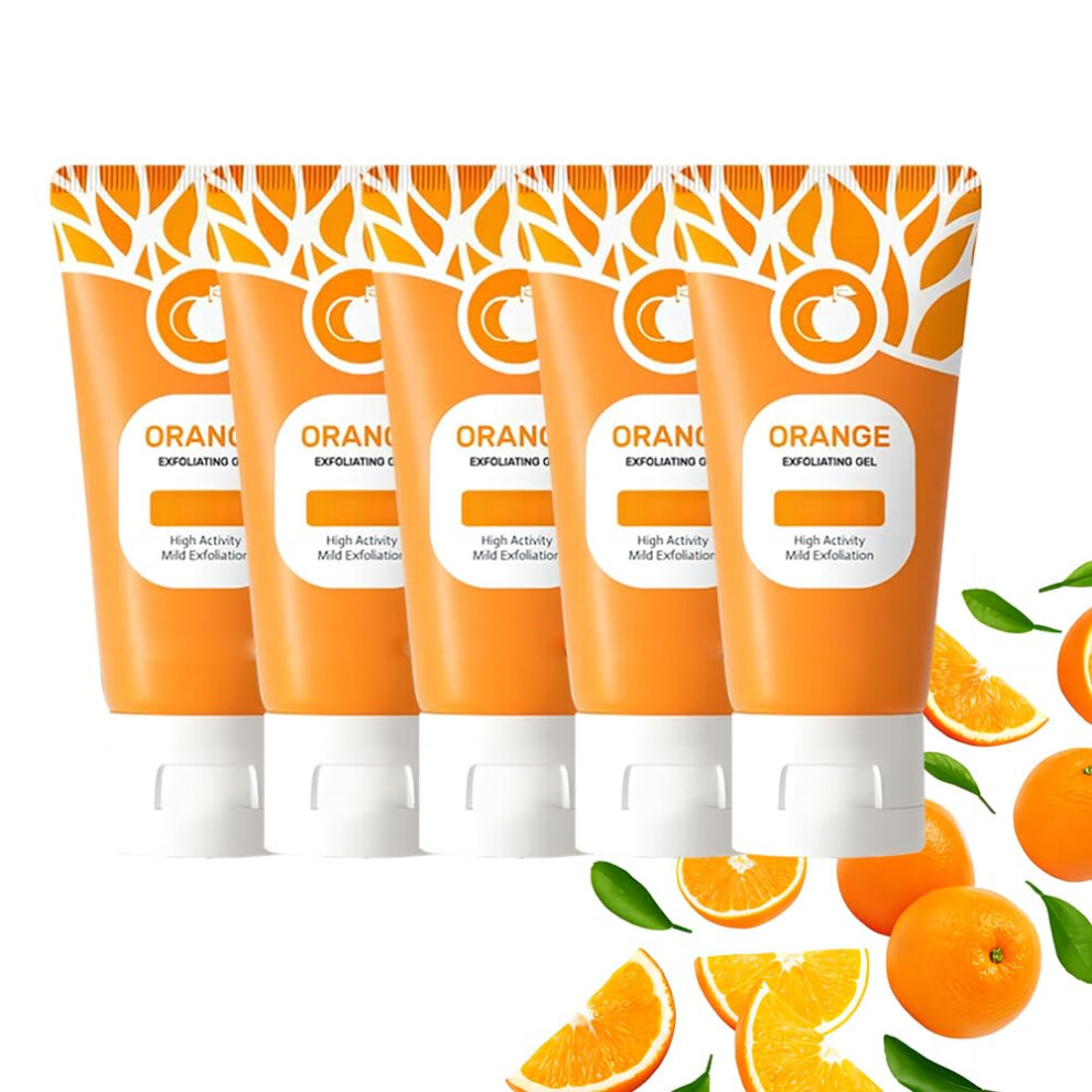 Orange Natural Peeling Gel Face Exfoliating Scrub, Gentle Deep Cleansing Facial 50G, 5Pcs