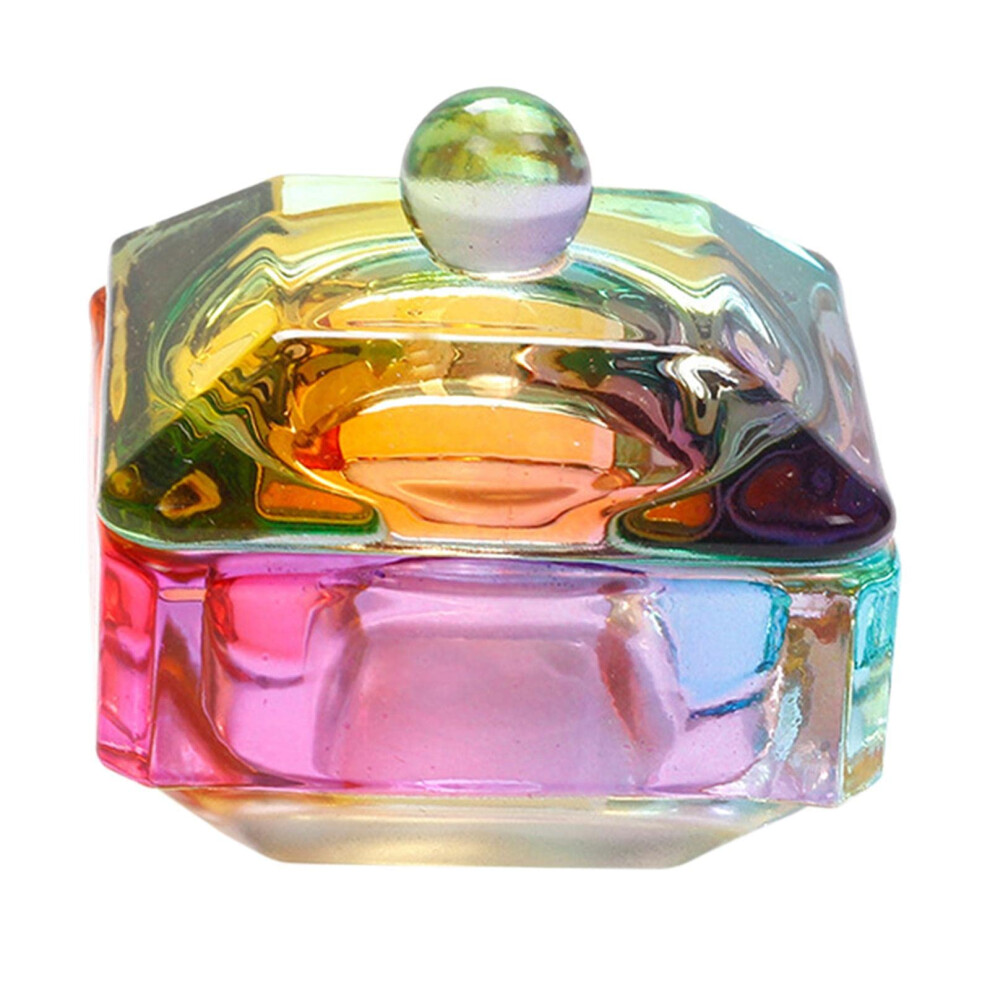 Nail Art Glass Dappen Dish with Lid, SpillResistant Acrylic Nail Liquid Powder Cup