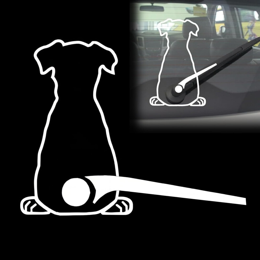 Cute Dog Rear Windshield Wiper Sticker With Wagging Tail Motion, Weatherproof Car Decal White 9455672992152