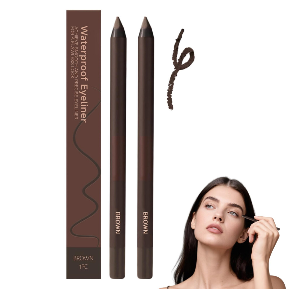 Brown Waterproof Eyeliner Pencil Long Lasting Smudge Proof Precision Tip With Rich Pigmentation